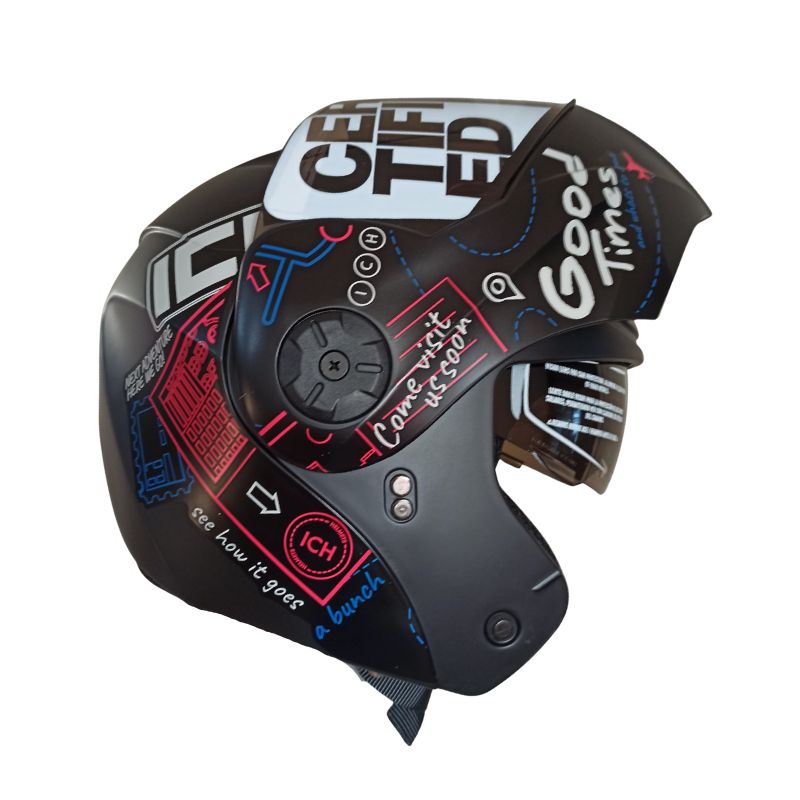 CASCO ICH-3110DV WHERE TO NEXT MATE NEGRO ROJO VISOR HUMO