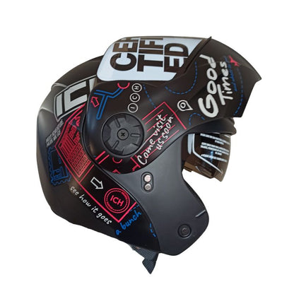 CASCO ICH-3110DV WHERE TO NEXT MATE NEGRO ROJO VISOR HUMO