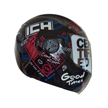 CASCO ICH-3110DV WHERE TO NEXT NEGRO ROJO VISOR PLATA