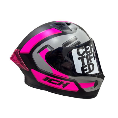 CASCO ICH-503 MASKER MATE NEGRO FUCSIA VISOR HUMO