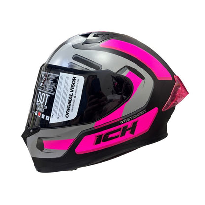 CASCO ICH-503 MASKER MATE NEGRO FUCSIA VISOR HUMO