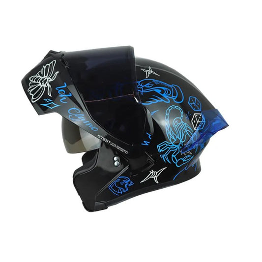 CASCO ICH ICH-3120DV TRADICIONAL NEGRO AZUL VISOR HUMO