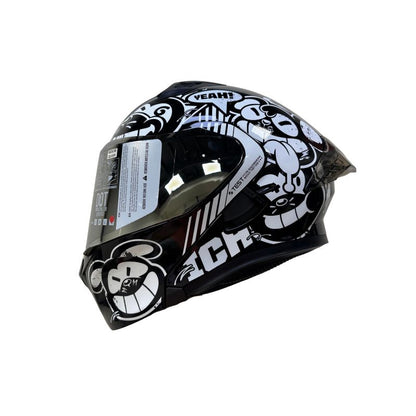 CASCO ICH ICH-3120DV TURN ON NEGRO BLANCO VISOR PLATA