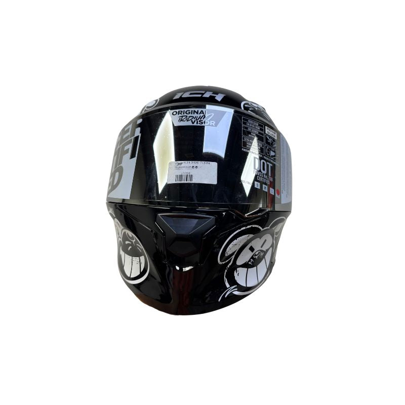 CASCO ICH ICH-3120DV TURN ON NEGRO BLANCO VISOR PLATA