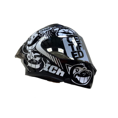 CASCO ICH ICH-3120DV TURN ON NEGRO BLANCO VISOR PLATA