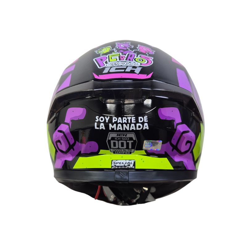 CASCO ICH ICH-503 SOY PARTE DE LA MANADA NEGRO MORADO PLATA