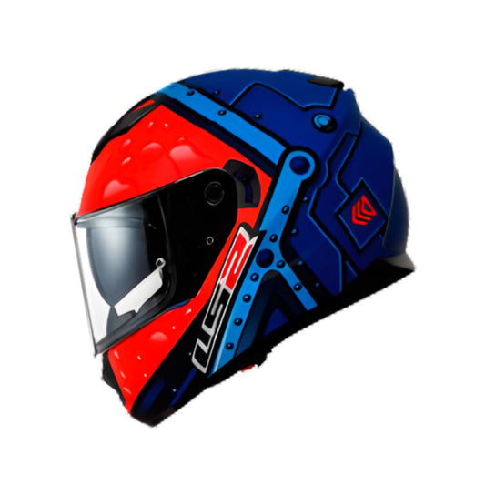 CASCO LS2 FF320 BUBBLE MATE AZUL NARANJA NEON