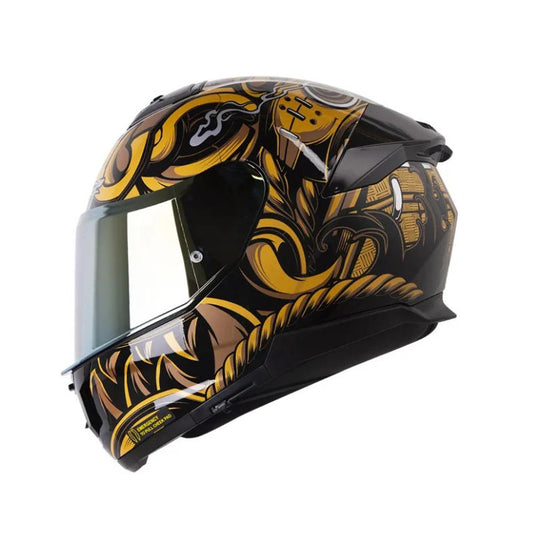 CASCO LS2 FF808 STREAM II SAMURAI DORADO NEGRO VISOR IRIDIUM