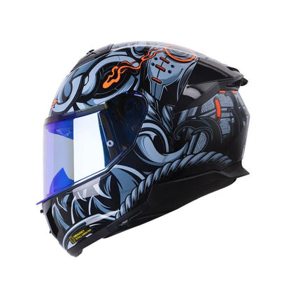CASCO LS2 FF808 STREAM II SAMURAI GRIS AZUL VISOR REVO
