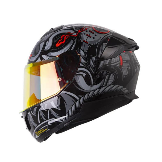 CASCO LS2 FF808 STREAM II SAMURAI GRIS ROJO VISOR REVO