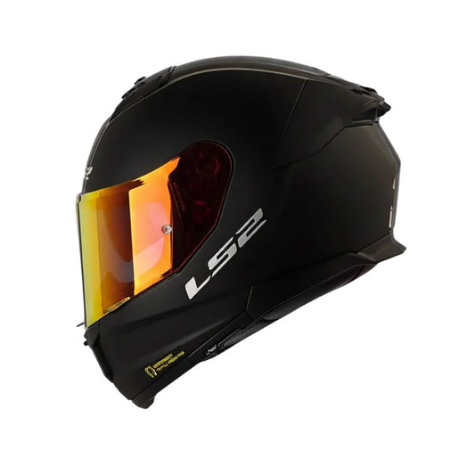 CASCO LS2 FF808 STREAM II SOLID MATE NEGRO VISOR REVO ROJO
