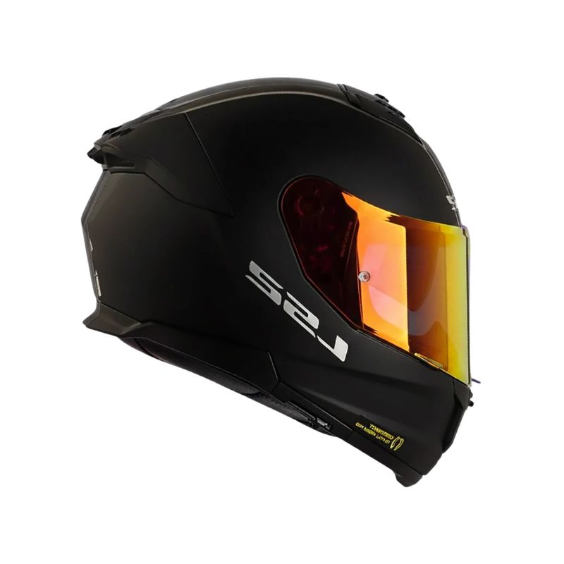 CASCO LS2 FF808 STREAM II SOLID MATE NEGRO VISOR REVO ROJO
