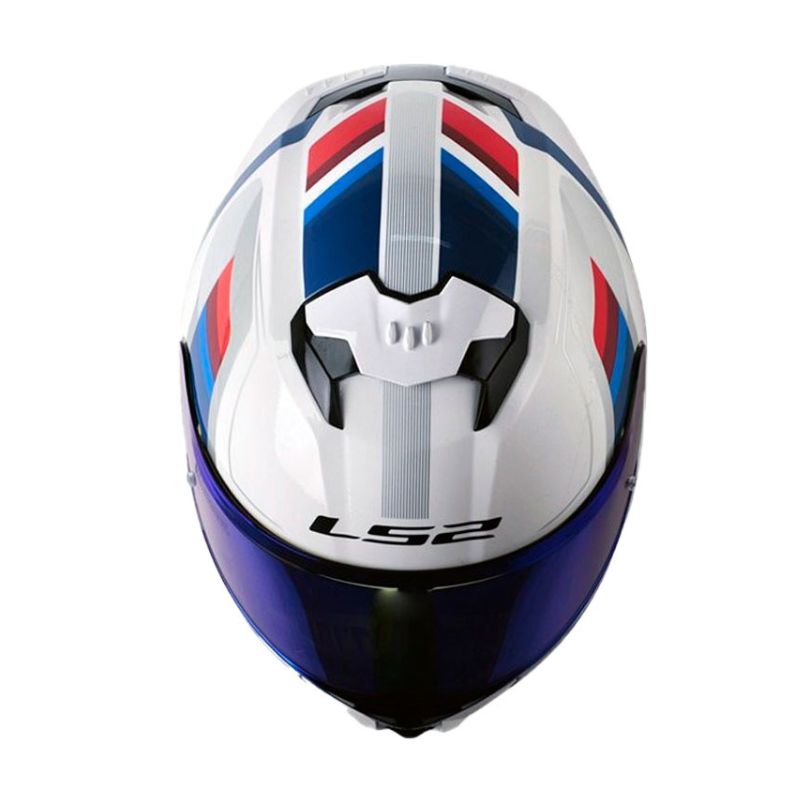 CASCO LS2 FF808 STREAM II VINTAGE BLANCO AZUL VISOR IRIDIUM