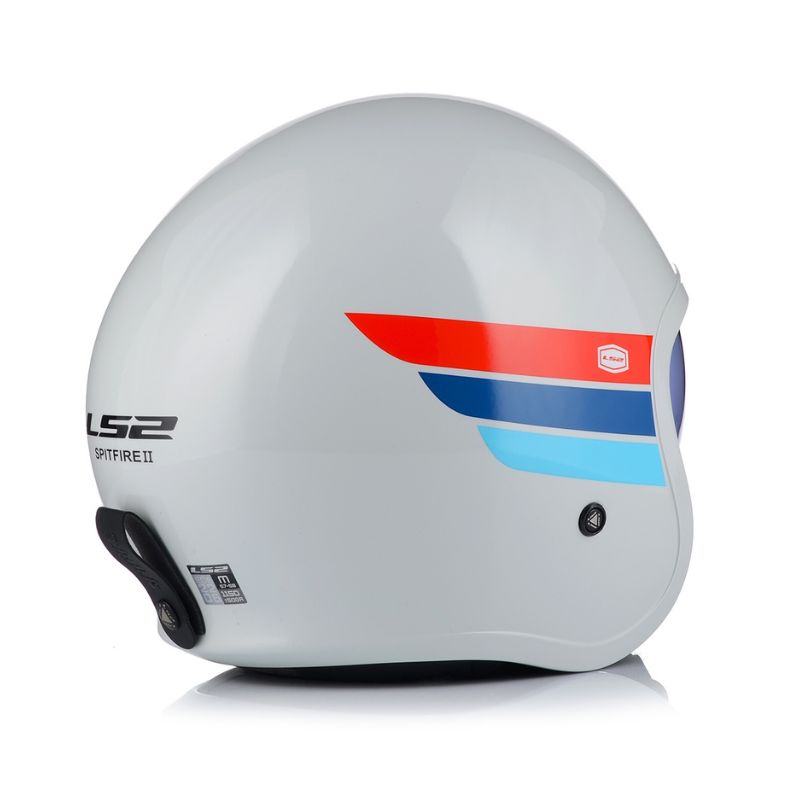 CASCO LS2 OF599 SPITFIRE II RETRO BLANCO AZUL VISOR HUMO