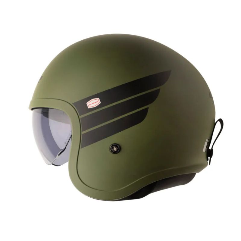 CASCO LS2 OF599 SPITFIRE II RETRO MATE VERDE MILITAR VISOR HUMO