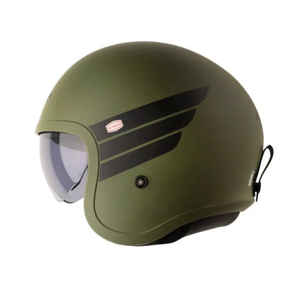 CASCO LS2 OF599 SPITFIRE II RETRO MATE VERDE MILITAR VISOR HUMO