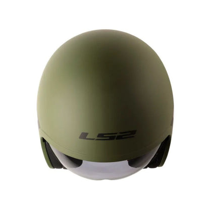 CASCO LS2 OF599 SPITFIRE II RETRO MATE VERDE MILITAR VISOR HUMO
