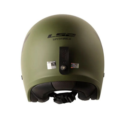 CASCO LS2 OF599 SPITFIRE II RETRO MATE VERDE MILITAR VISOR HUMO