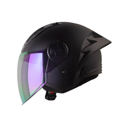 CASCO LS2 OF616 SOLID MATE NEGRO VISOR IRIDIUM MORADO