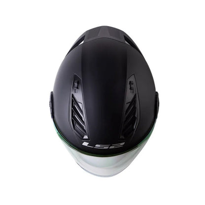 CASCO LS2 OF616 SOLID MATE NEGRO VISOR IRIDIUM MORADO