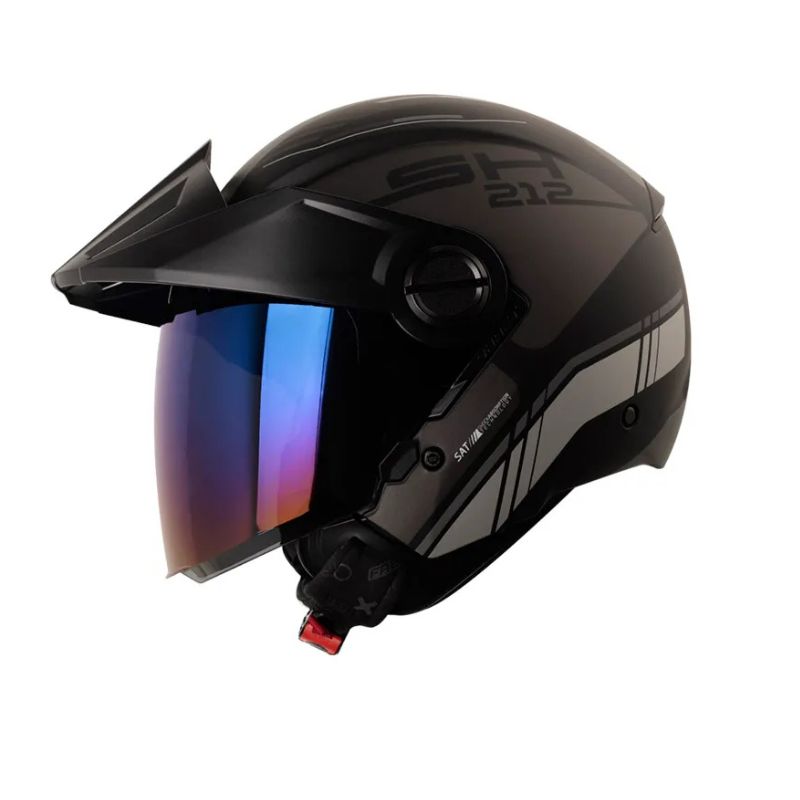 CASCO SHAFT SH-212 BROTH MATE NEGRO PLATA VISOR IRIDIUM AZUL