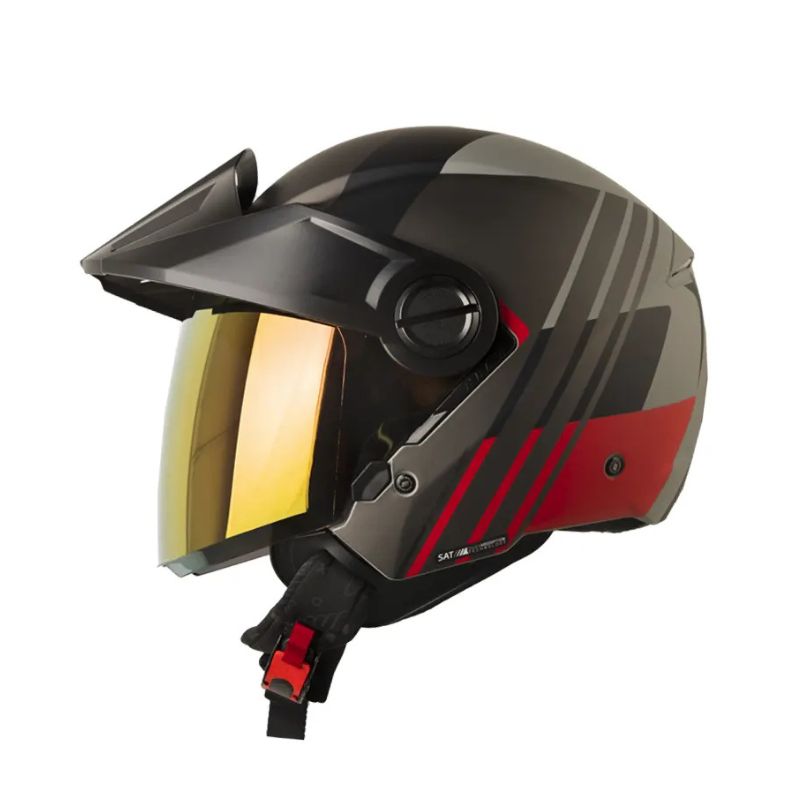 CASCO SHAFT SH-212 GUANABY MATE GRIS ROJO VISOR IRIDIUM ROJO