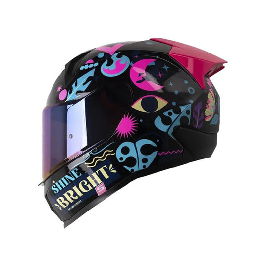 CASCO SHAFT SH-560 UNSTOPPABLE NEGRO AZUL VISOR IRIDIUM AZUL