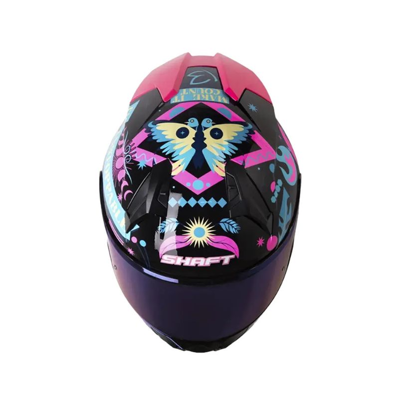 CASCO SHAFT SH-560 UNSTOPPABLE NEGRO AZUL VISOR IRIDIUM AZUL