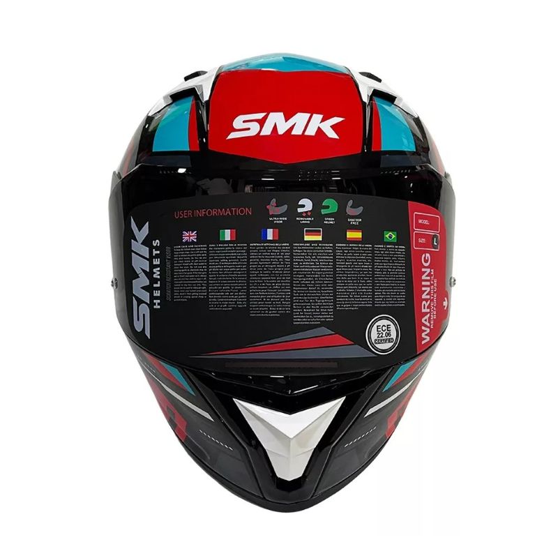 CASCO SMK STELLAR K-POWER NEGRO AZUL ROJO VISOR HUMO