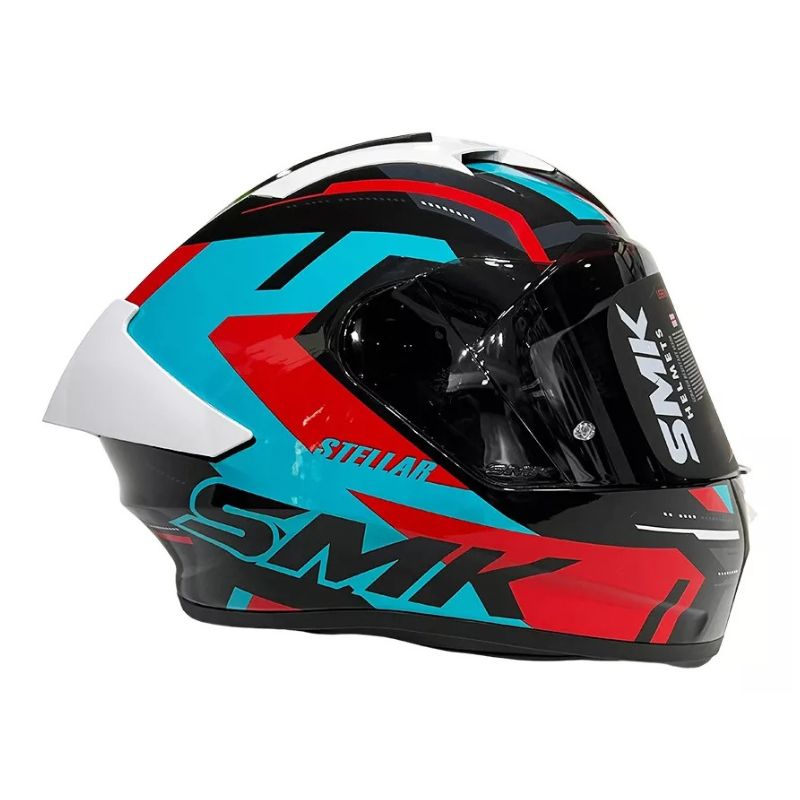 CASCO SMK STELLAR K-POWER NEGRO AZUL ROJO VISOR HUMO