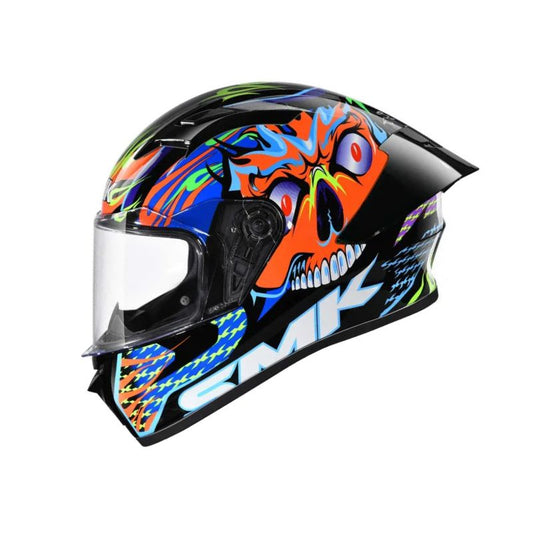 CASCO SMK STELLAR SKULL AZUL NARANJA