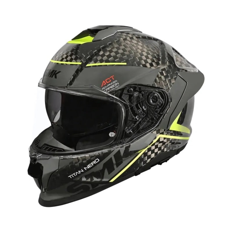 CASCO SMK TITAN CARBON NERO NEGRO AMARILLO NEON