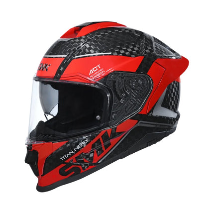 CASCO SMK TITAN CARBON NERO NEGRO ROJO