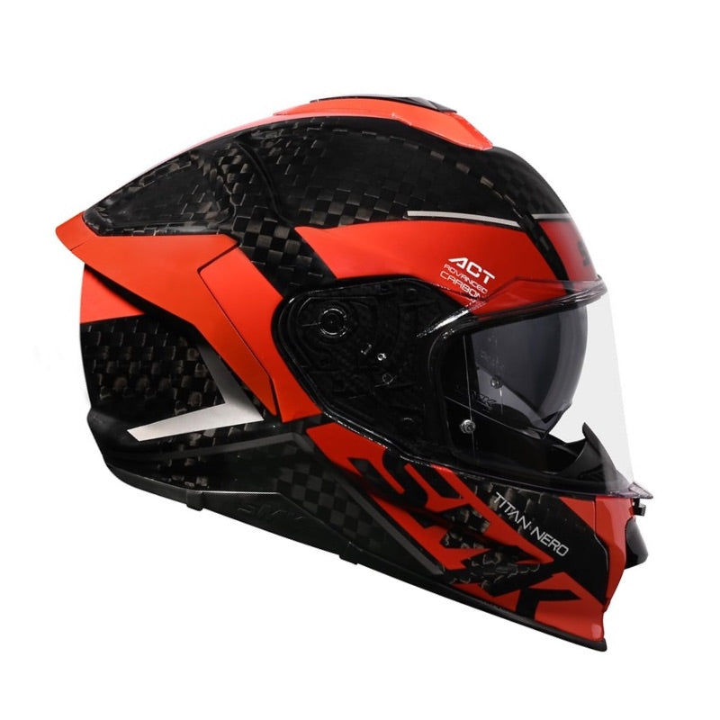 CASCO SMK TITAN CARBON NERO NEGRO ROJO