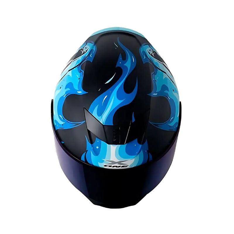 CASCO X-ONE 500GT SPITFIRE MATE NEGRO AZUL VISOR AZUL