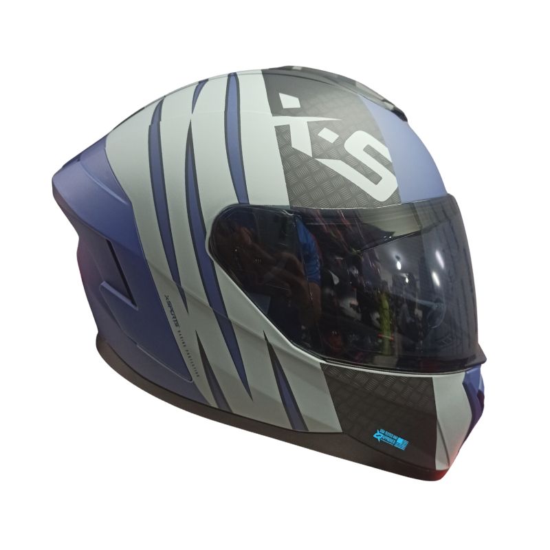 CASCO X-SPORTS M75 VRAVE MATE GRIS AZUL
