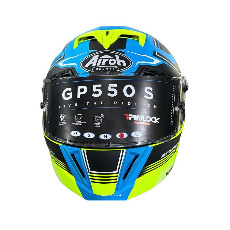 CASCO AIROH GP550 S CHALLENGE AZUL AMARILLO – American Motos Colombia