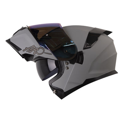 CASCO HRO 3440 DV SOLID MATE GRIS NEGRO7 VISOR IRIDIUM AZUL