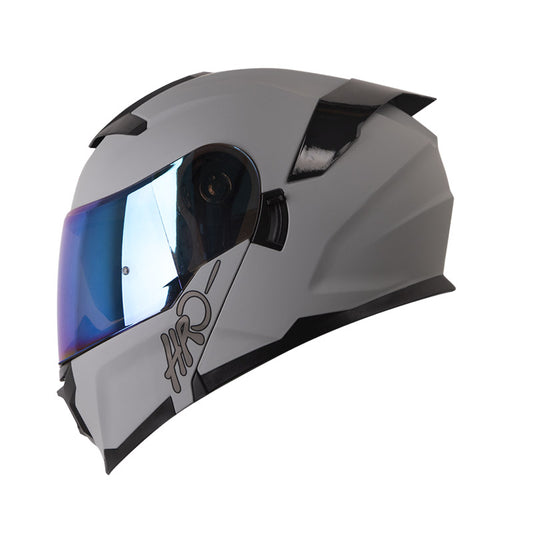 CASCO HRO 3440 DV SOLID MATE GRIS NEGRO7 VISOR IRIDIUM AZUL