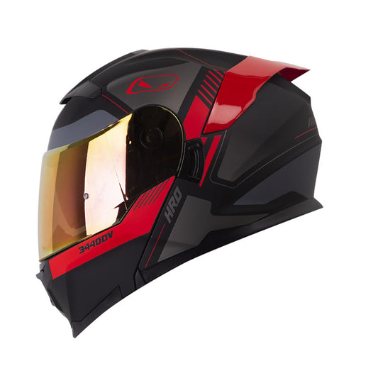 CASCO HRO 3440 DV TIMER MATE NEGRO ROJO VISOR IRIDIUM ROJO