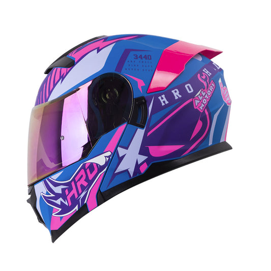 CASCO HRO 3440 DV TRACK SPEC MATE AZUL FUCSIA VISOR IRIDIUM