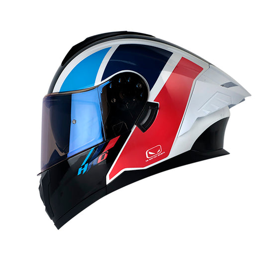 CASCO HRO HRO-3480DV EVO RACESPEC BLANCO ROJO VISOR IRIDIUM