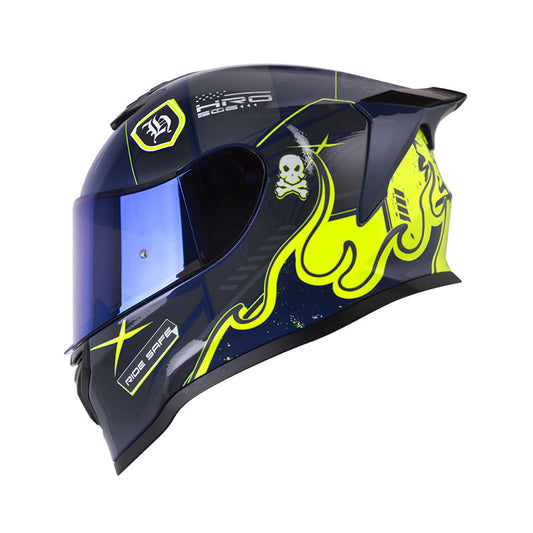 CASCO HRO HRO-506SP CITAX AZUL OSCURO AMARILLO NEON IRIDIUM