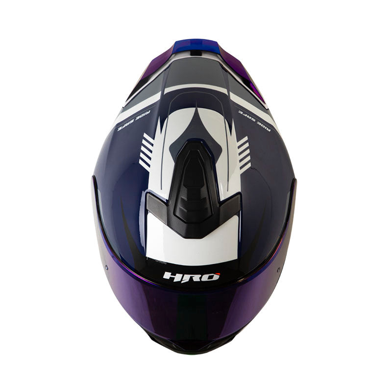 CASCO HRO HRO-506SP STEAM BLANCO GRIS VISOR IRIDIUM AZUL