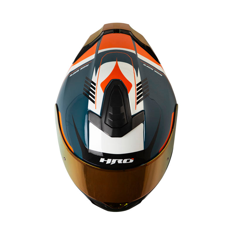CASCO HRO HRO-506SP STEAM BLANCO NARANJA VISOR IRIDIUM ROJO