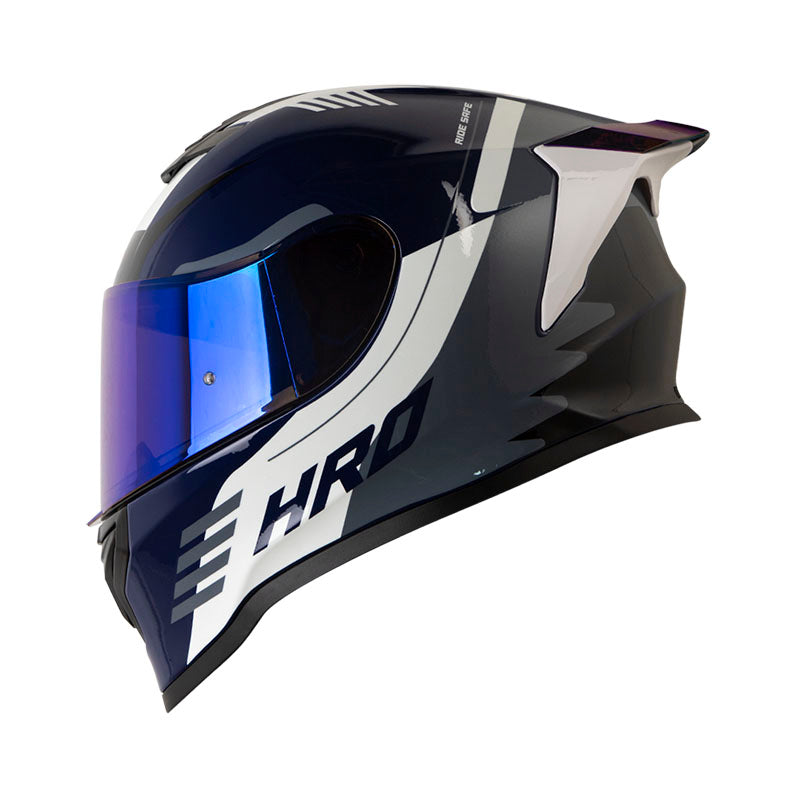 CASCO HRO HRO-506SP STEAM BLANCO GRIS VISOR IRIDIUM AZUL