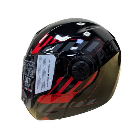 CASCO ICH-3110DV CICU NEGRO ROJO VISOR PLATA