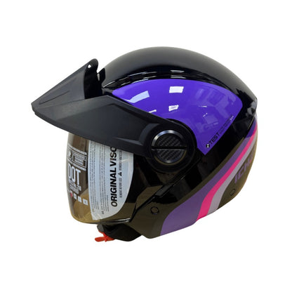 CASCO ICH ICH-102 FLAGGER NEGRO FUCSIA VISOR HUMO