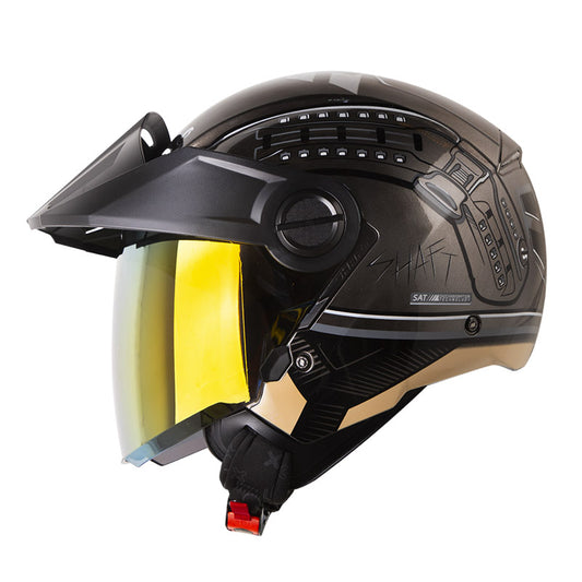 CASCO SHAFT SH-212 BALLISTIC CROMADO NEGRO VISOR IRIDIUM