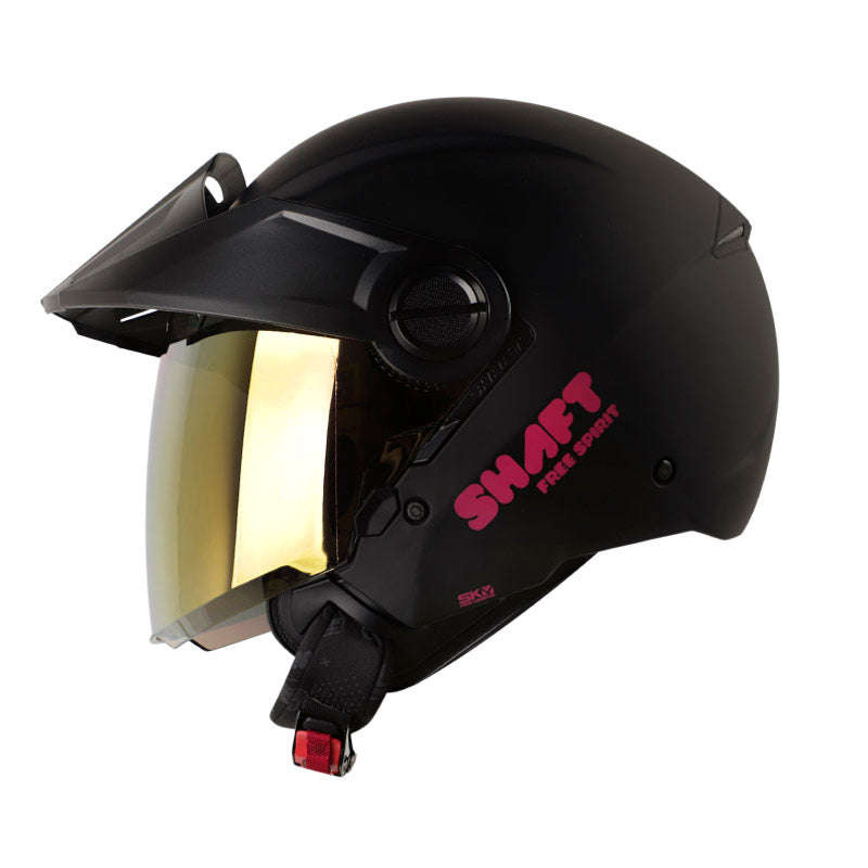 CASCO SHAFT SH-212 SOLID NEGRO FUCSIA NEON VISOR HUMO
